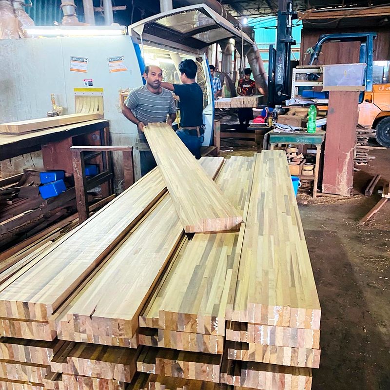 Door frame lengths being handled at the mill