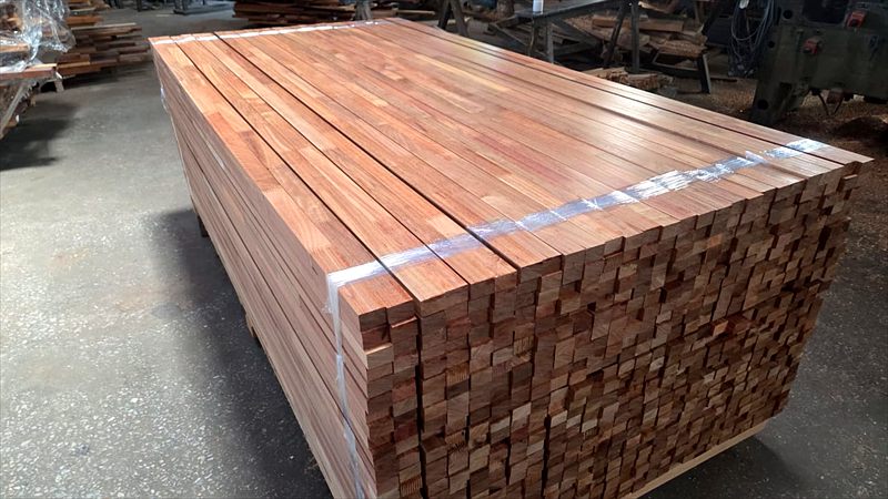 Strapped bundle of dressed four-sided timber ready for despatch