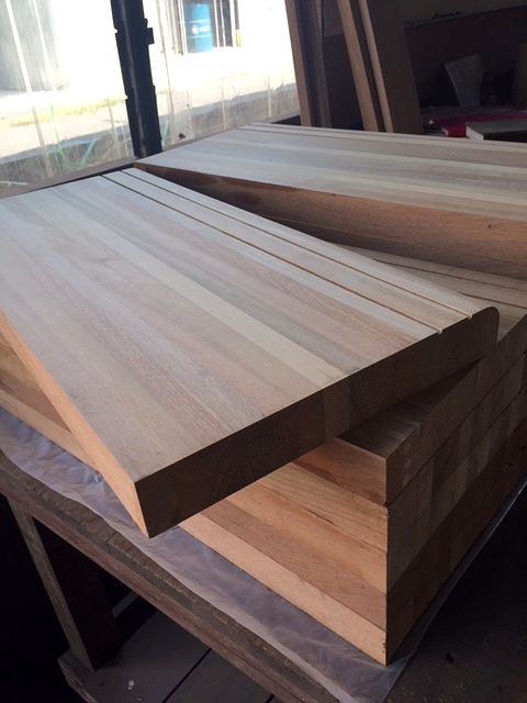 Machined timber step board with nosing detail